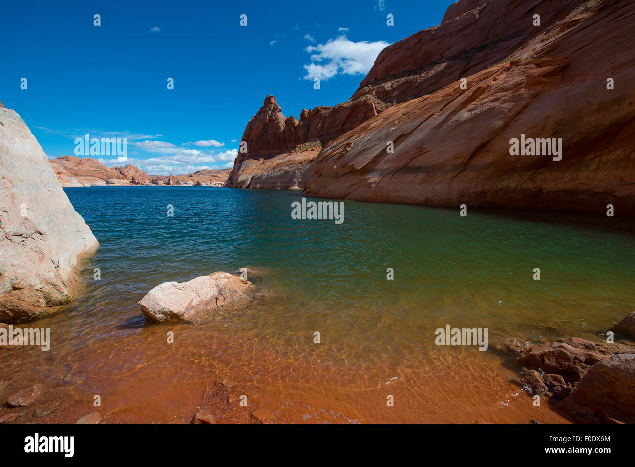 Hole in the Rock Beach on the bottom of a steep descent Glen Canyon Utah Stock Photo
