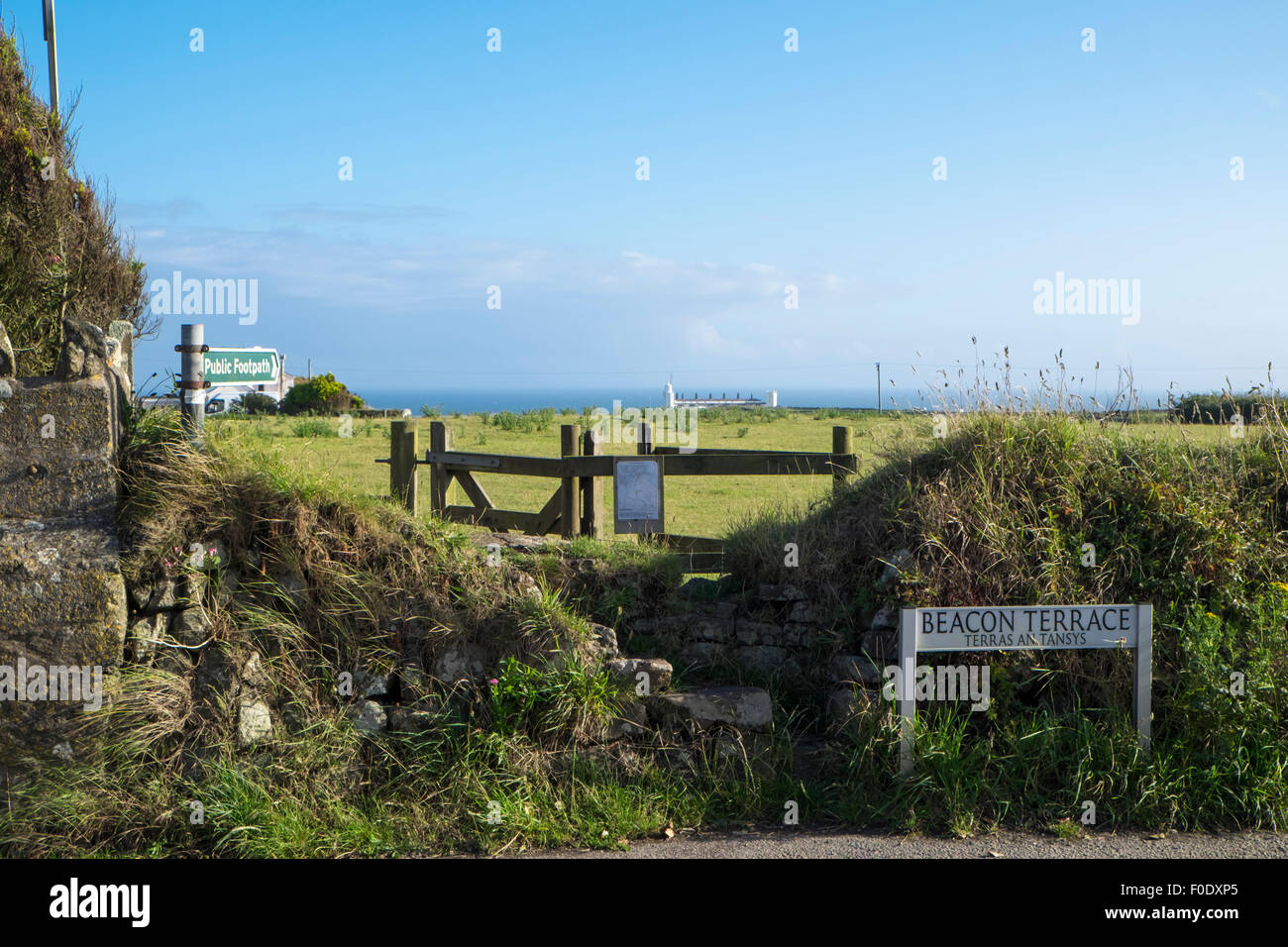 Lizard Village Cornwall England UK  Beacon Terrace, path to the most southerly point and lighthouse. Stock Photo