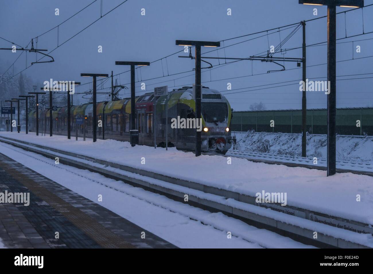Pustertal Valley train plowing through the winter snow in January Stock ...