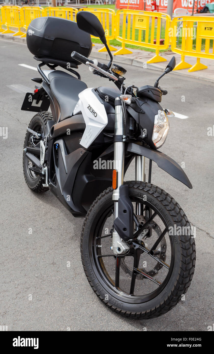 Electric motorcycles on display at the AdejeTec Experience day in the grounds of the Adeje Tourism Development Center, Tenerife, Stock Photo