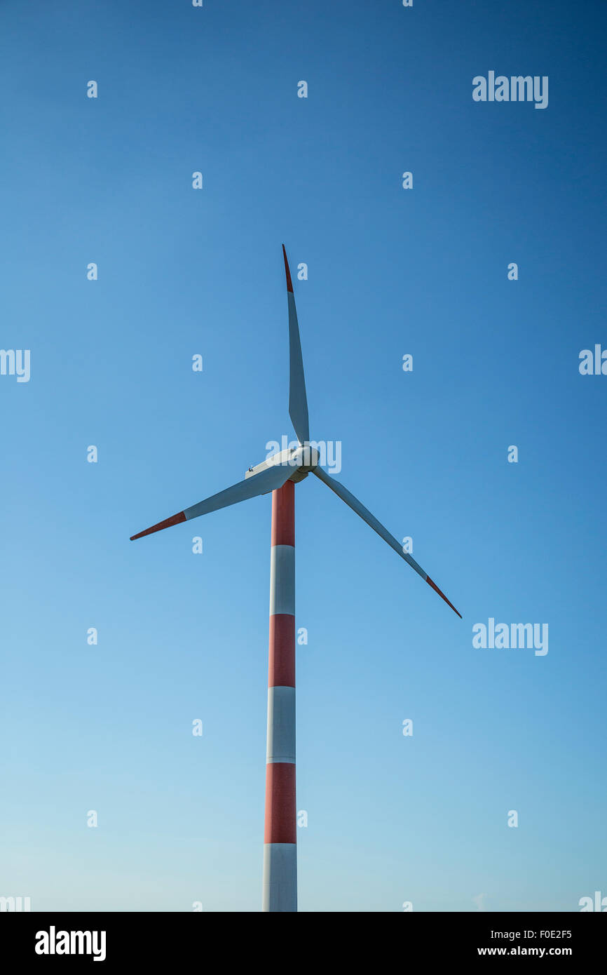Wind turbine and clear blue sky Stock Photo - Alamy