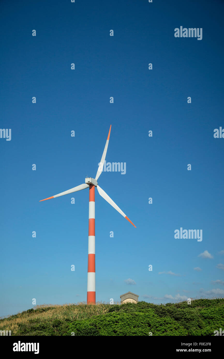 Wind turbine and clear blue sky Stock Photo - Alamy
