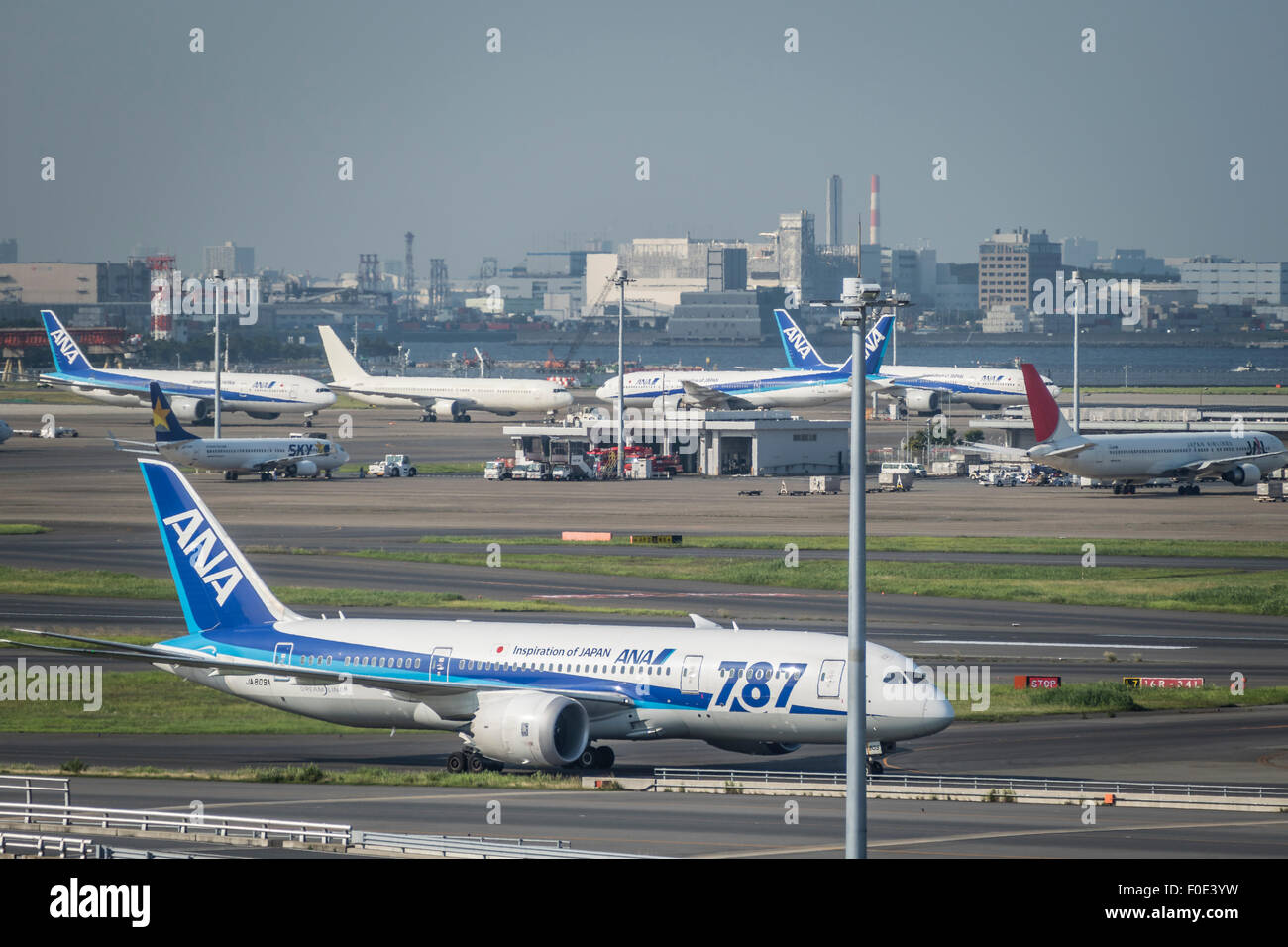 Airplanes at Haneda Airport in Japan Stock Photo