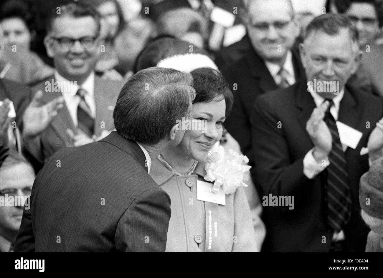 Georgia state senator and governor elect Jimmy Carter at his 1971 gubernatorial inauguration. Carter succeeded segregationist Lester Maddox as Georgia governor. Carter is seated with his wife Rosalynn and daughter Amy. 1st Jan, 2015. © Ken Hawkins/ZUMA Wire/Alamy Live News Stock Photo