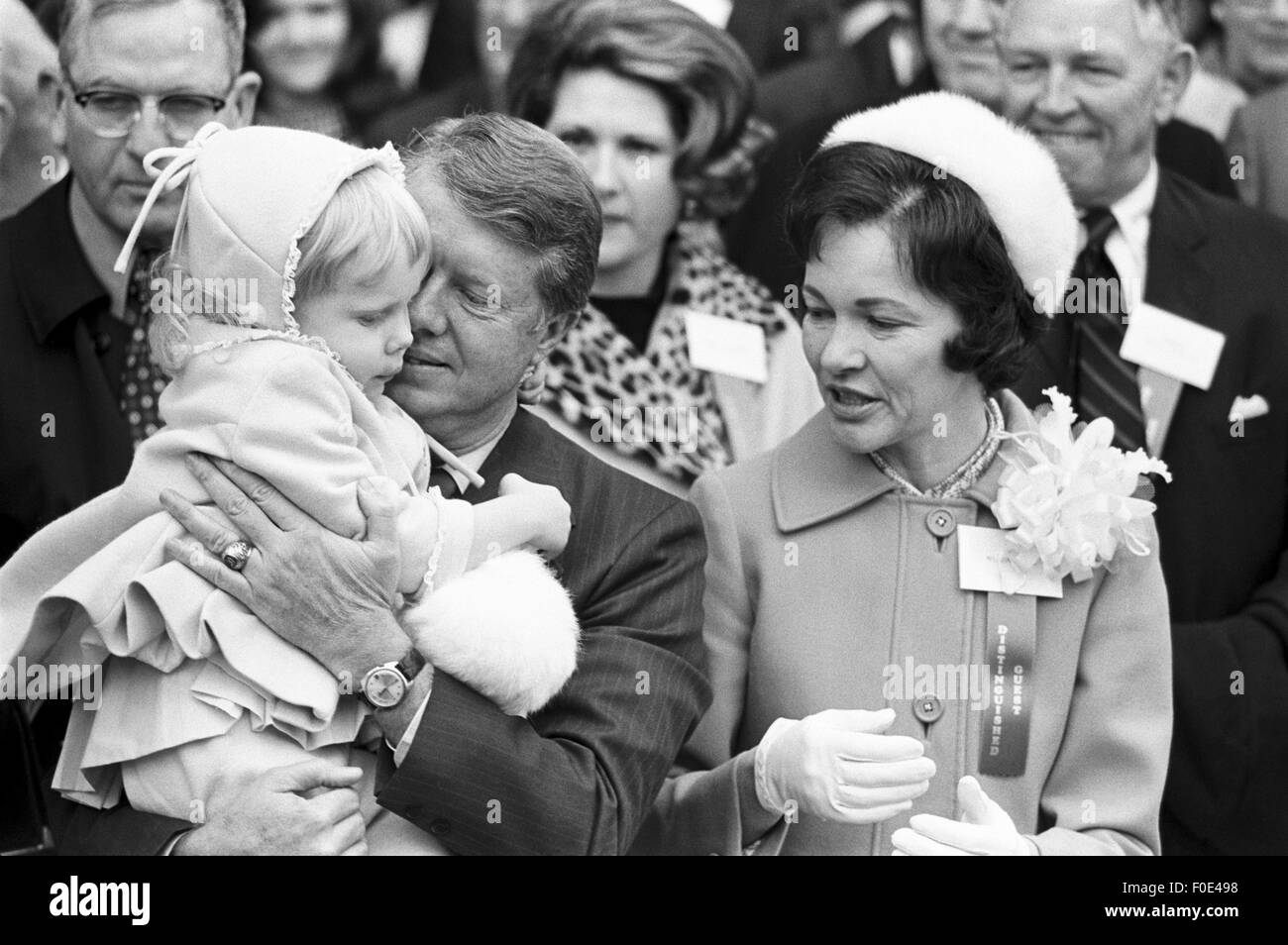 Georgia state senator and governor elect Jimmy Carter at his 1971 gubernatorial inauguration. Carter succeeded segregationist Lester Maddox as Georgia governor. Carter is seated with his wife Rosalyn and daughter Amy. 1st Jan, 2015. © Ken Hawkins/ZUMA Wire/Alamy Live News Stock Photo