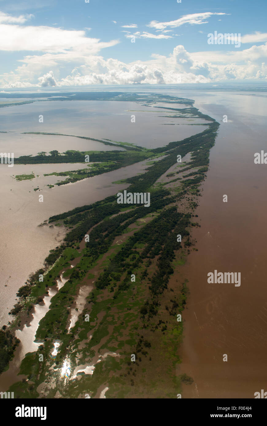 Amazonas, Brazil. Aerial view of flooded archipelago in the Amazon river. Stock Photo