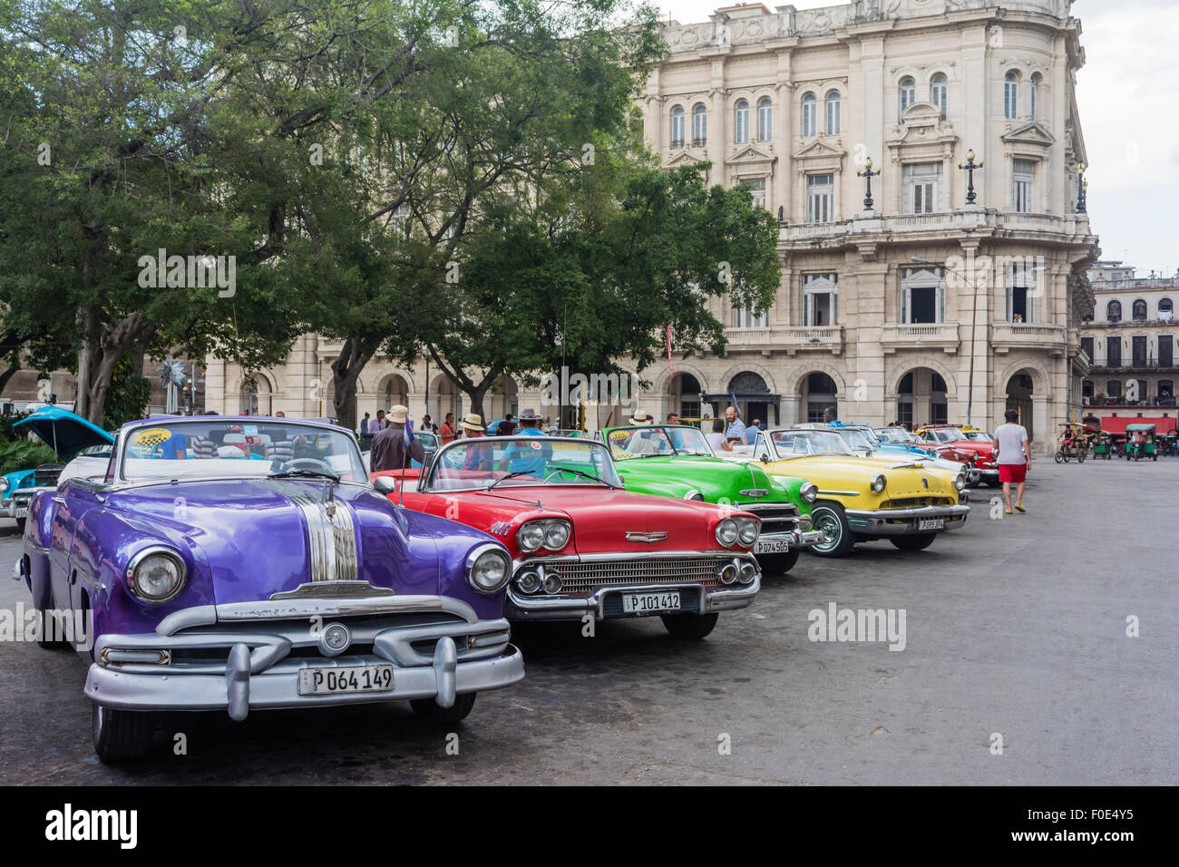 Classic cars parked in Havana, Cuba Stock Photo