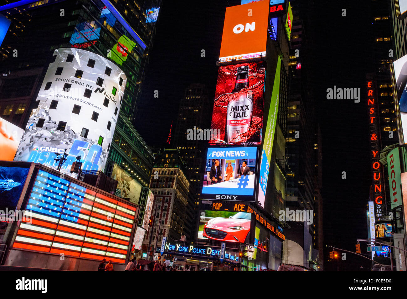 Times Square in New York at night Stock Photo