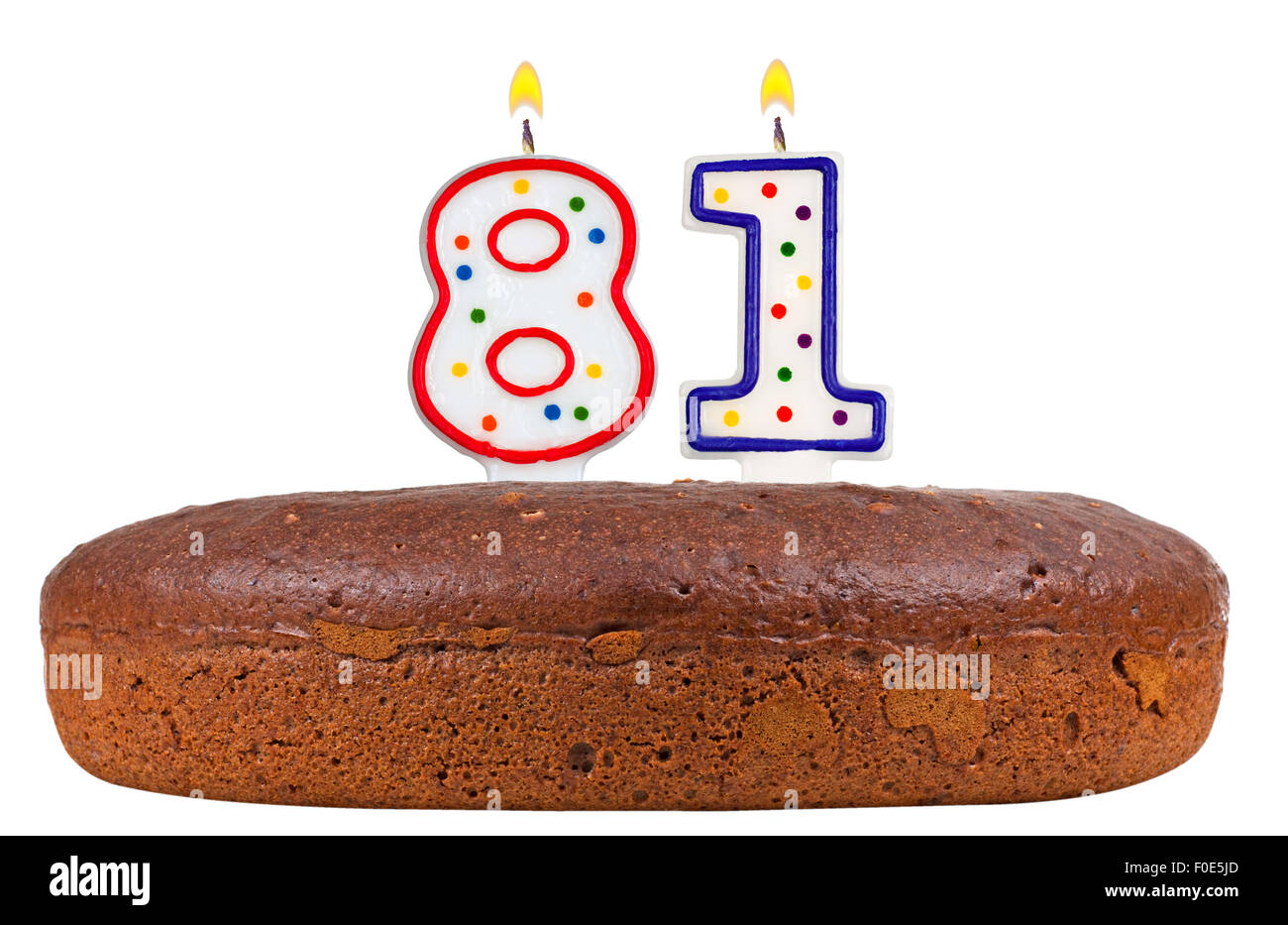 birthday cake with candles number eighty one Stock Photo