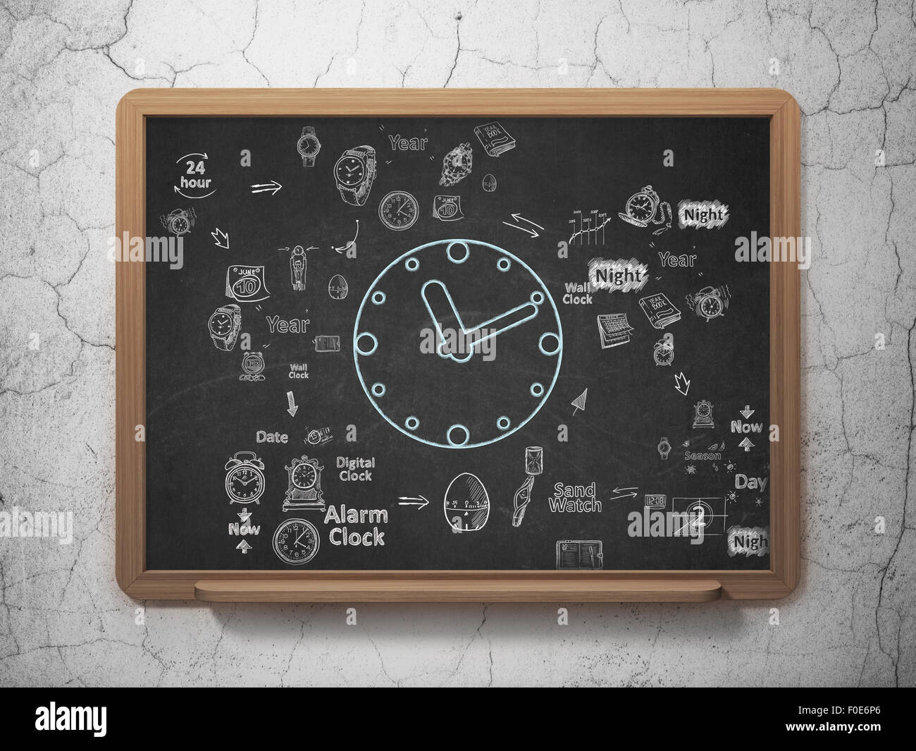 Time concept: Clock on School Board background Stock Photo - Alamy