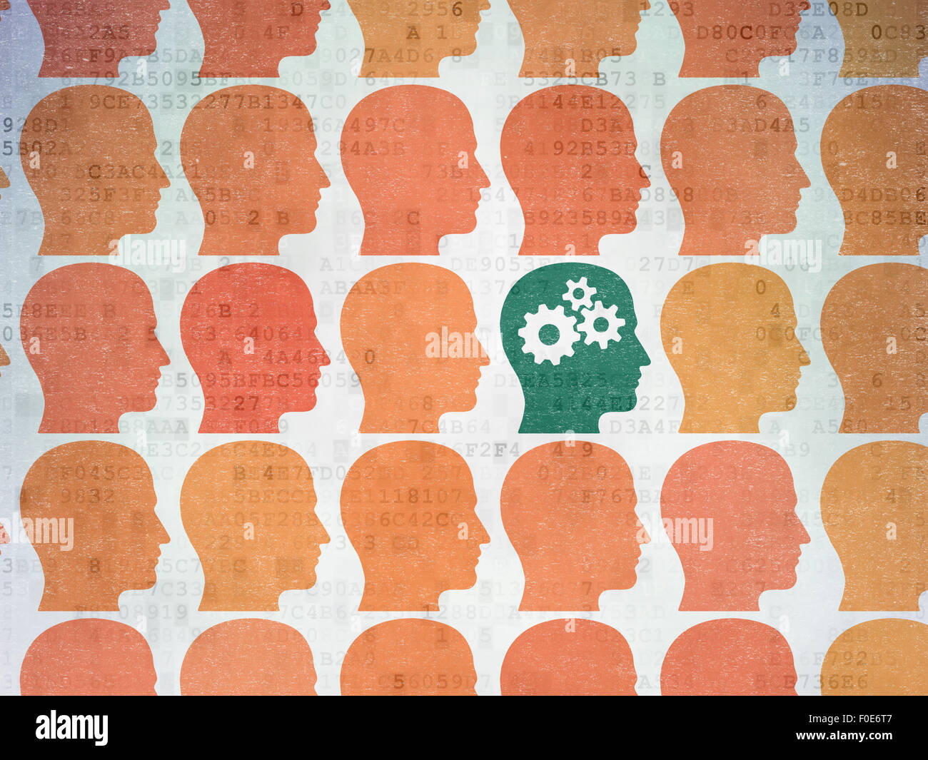 Learning concept: head with gears icon on Digital Paper Stock Photo - Alamy