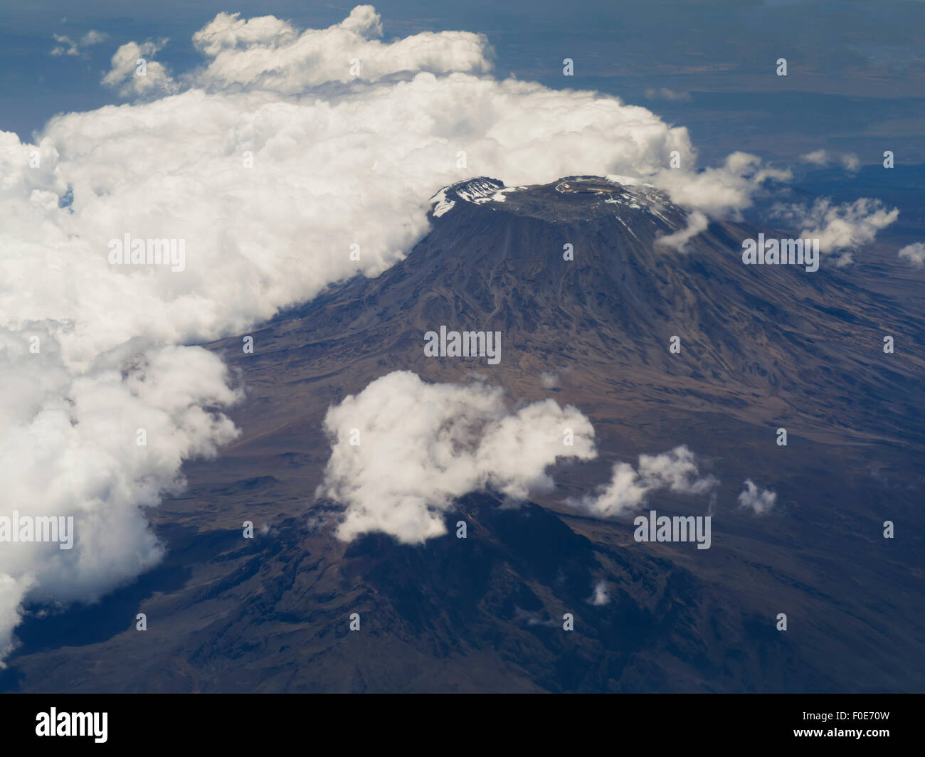 East Africa, Kilimanjaro,  Mawenzi and Kibo aerial Stock Photo
