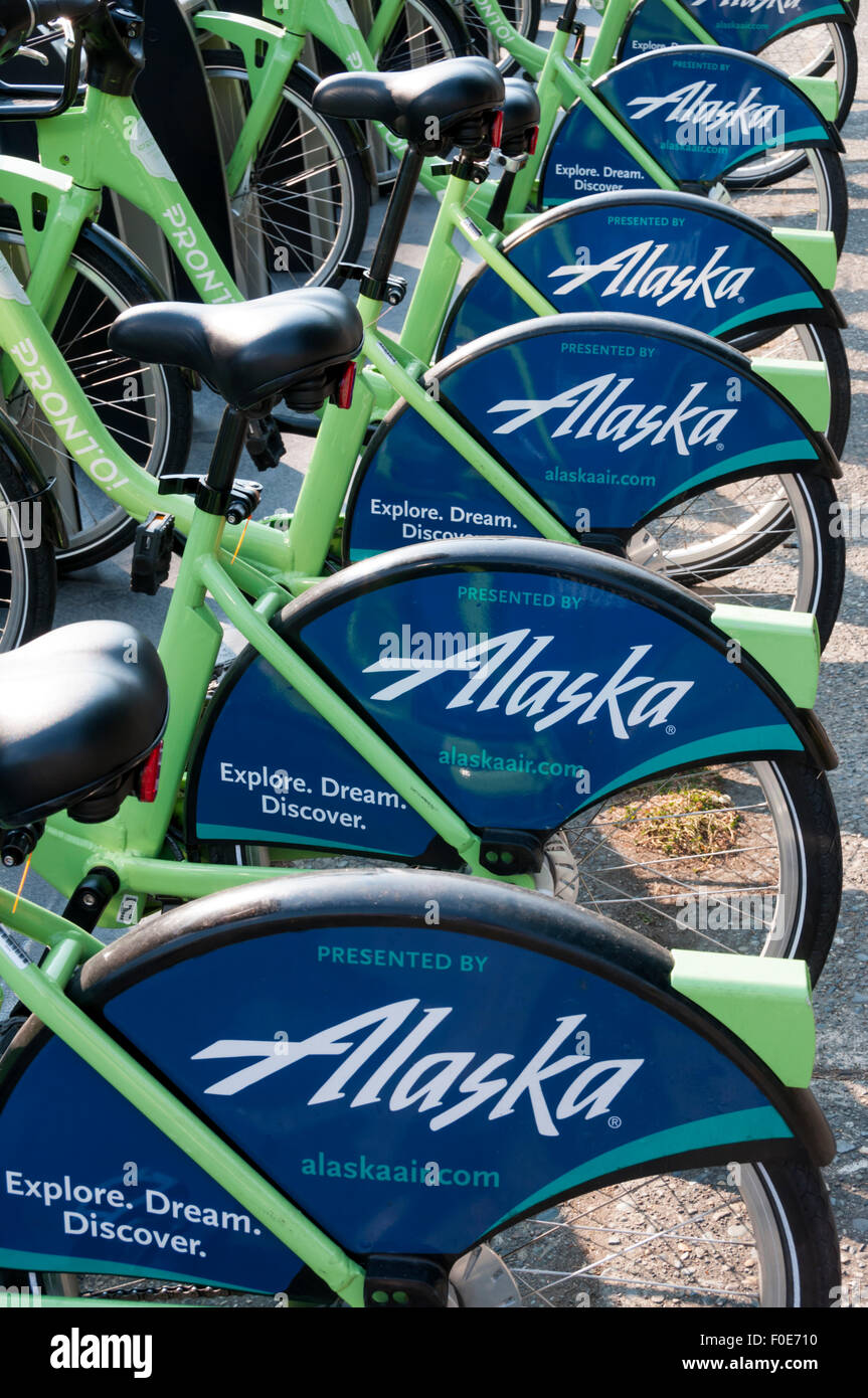 Seattle bicycle hire scheme. Stock Photo