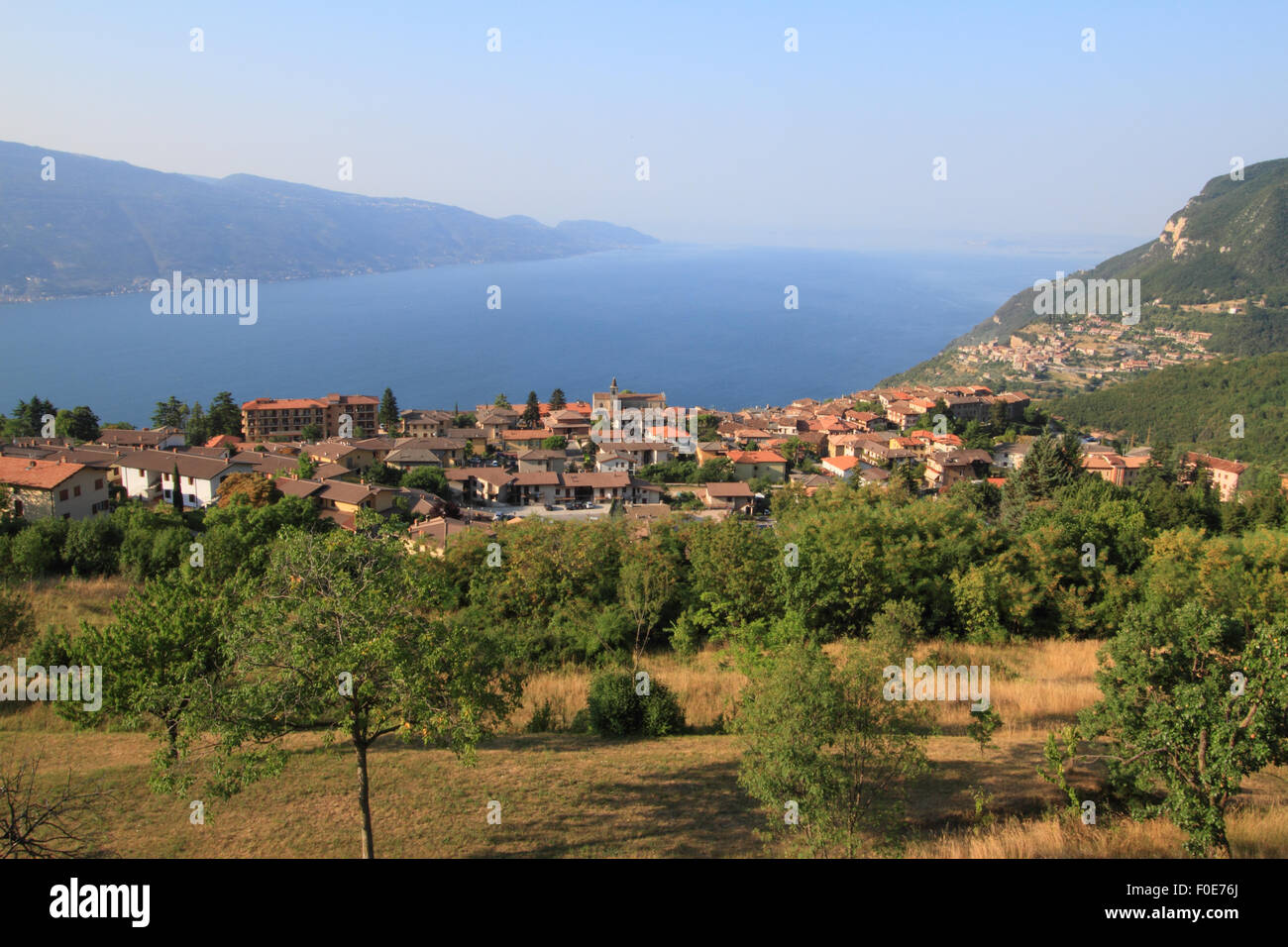 Gardola in Tignale by Lake Garda in Italy. Pair of images photographed just before and just after sunrise (image id F0E76D and F0E76J) Stock Photo
