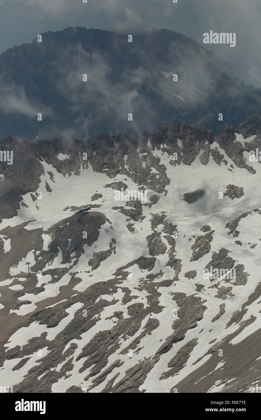 The glacier Schneeferner on Zugspitze has been melting away at an alarming rate in the last decade Stock Photo