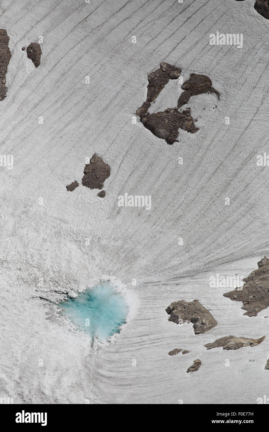 Detail of the melting Schneeferner glacier at Zugspitzplatt. Stock Photo