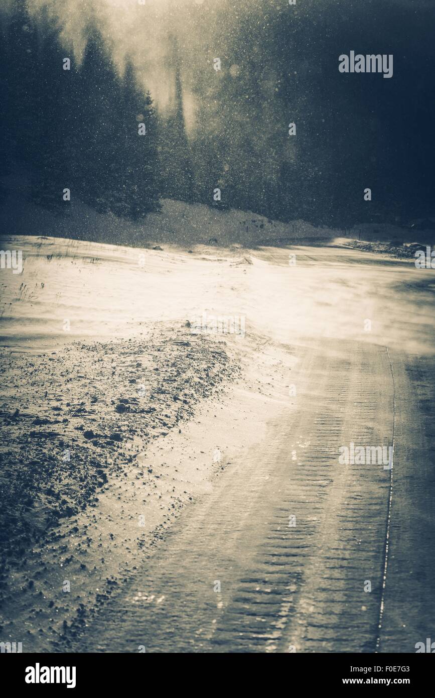 Icy Road Conditions. Colorado Winter Storm Hazardous Road with Drifting ...