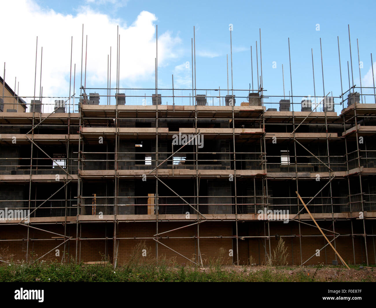 Scaffolding on a new housing development, Taunton, Somerset, UK Stock Photo