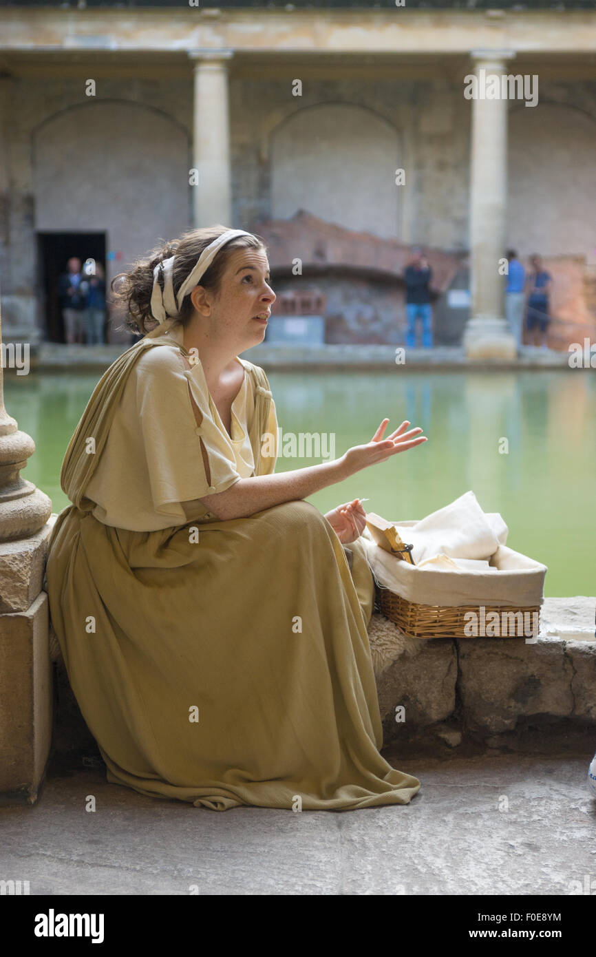 Bath.  England.  Roman Baths.  Costume interpreter. Roman Woman Stock Photo