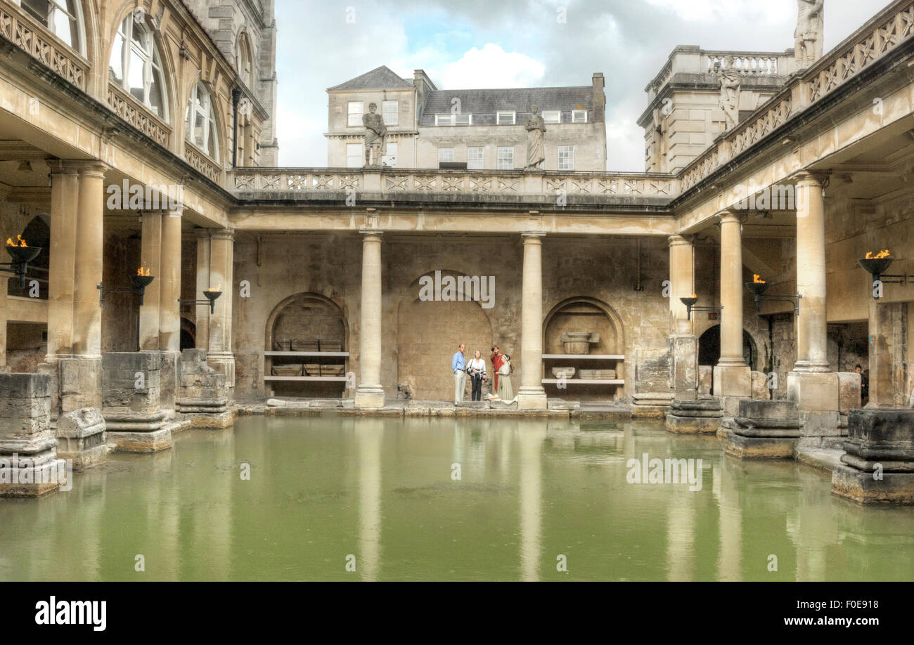 City of Bath, England. Roman Baths. Hot pool Stock Photo Alamy