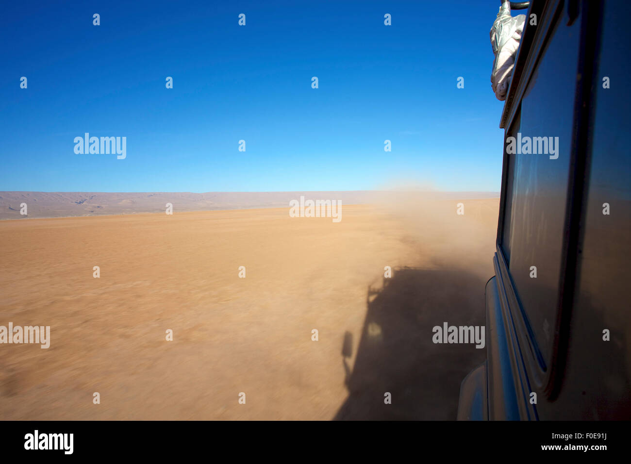 4x4 Desert Safari - Off-road vehicle driving in the South of Morocco Stock Photo