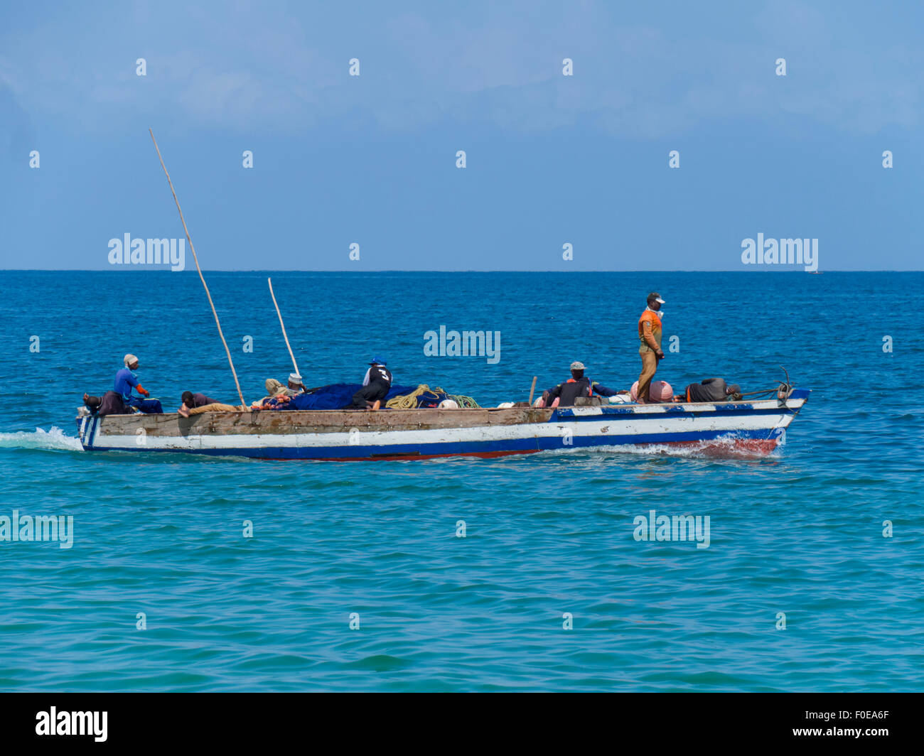 East Africa, Tanzania, Zanzibar motorboat Stock Photo