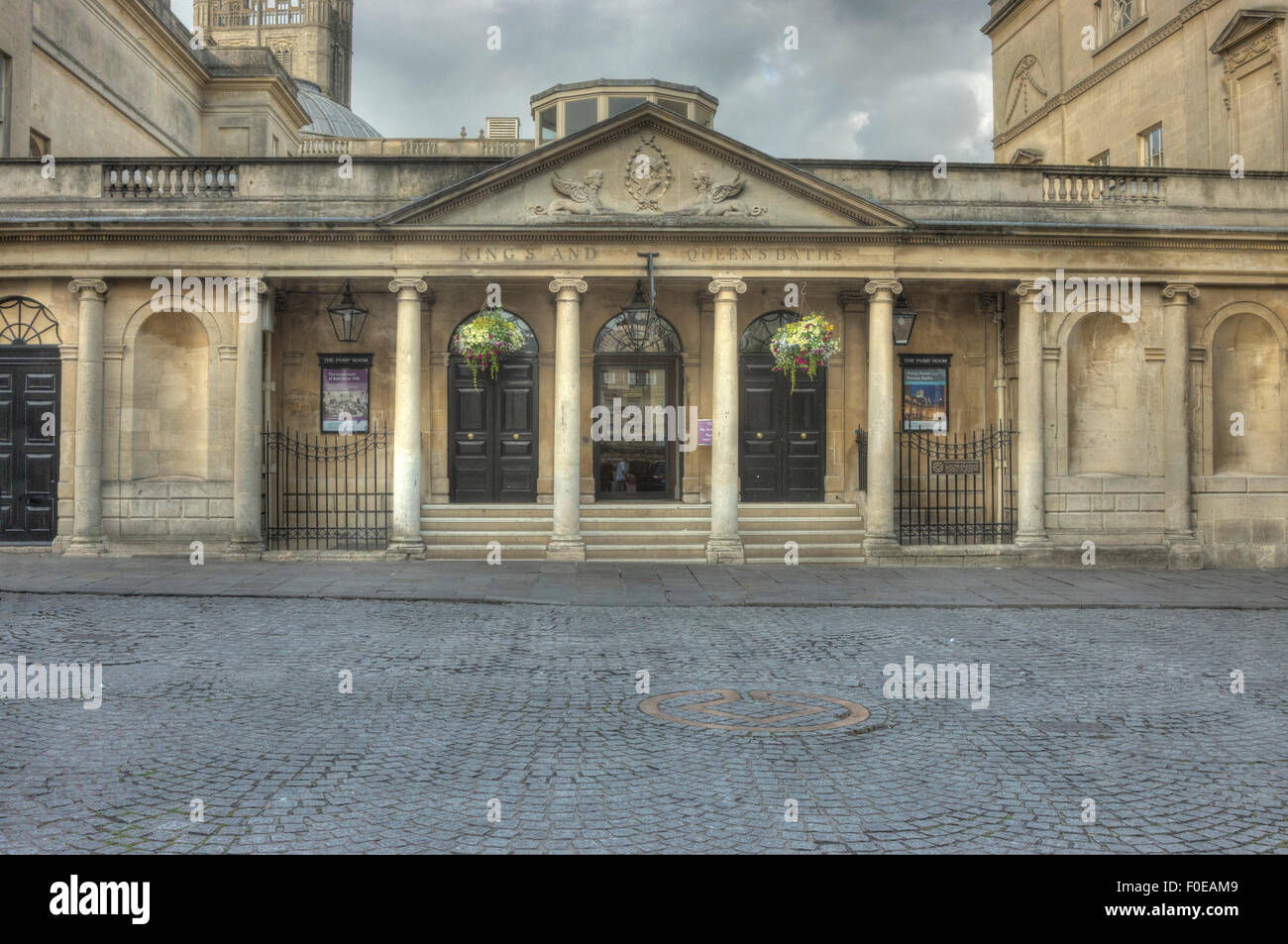 City of Bath England. Entrance to the Roman baths and pump room Stock ...