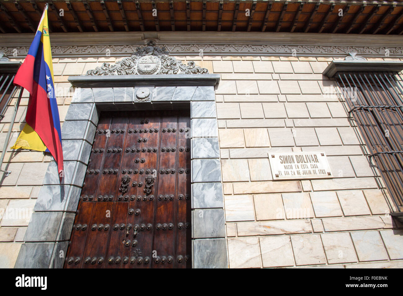 Simon Bolivar birthplace house. The museum's exhibits include period weapons, banners and uniforms. Stock Photo