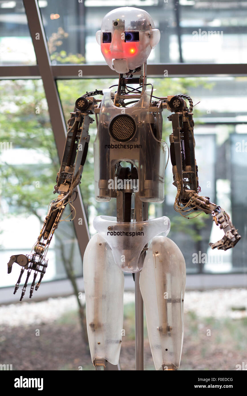 Prototype of robot from Robothespian company seen in the technology museum in Warsaw 2013. Stock Photo