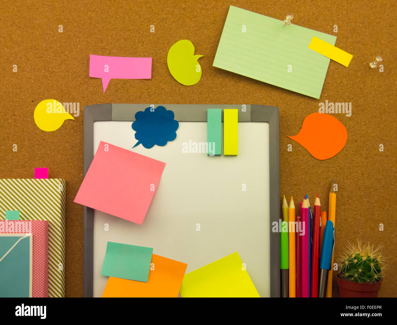 Colorful balloons and bubbles; you can write words on it Stock Photo