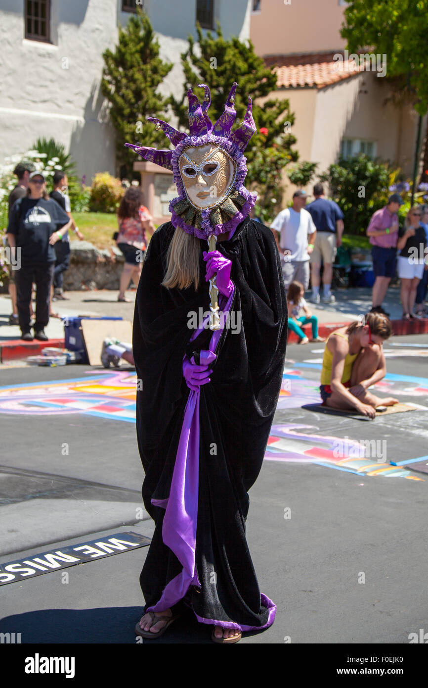 Street performer at a street painting festival in San Rafael, California, USA Stock Photo