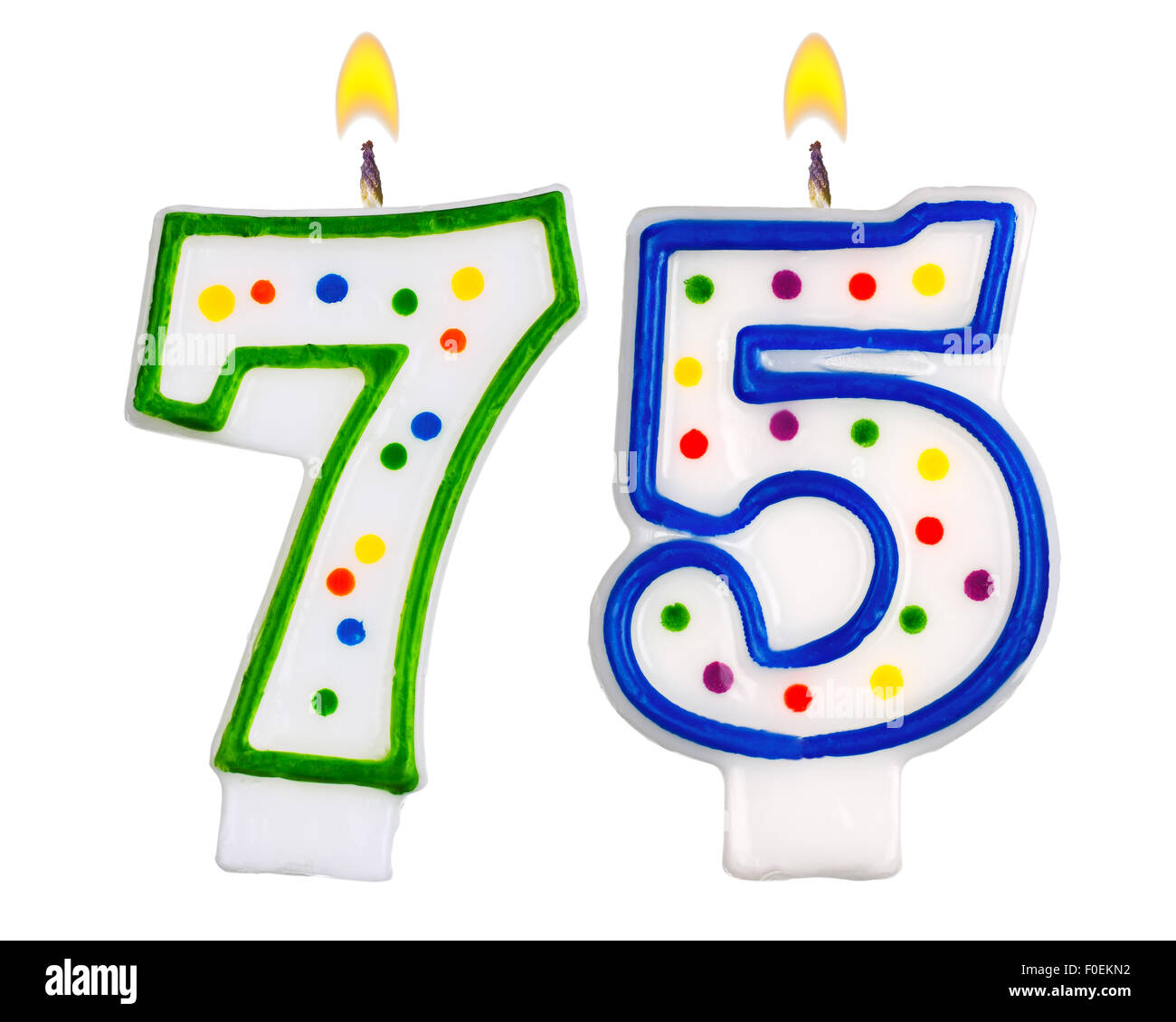 Birthday candles number seventy five Stock Photo Alamy