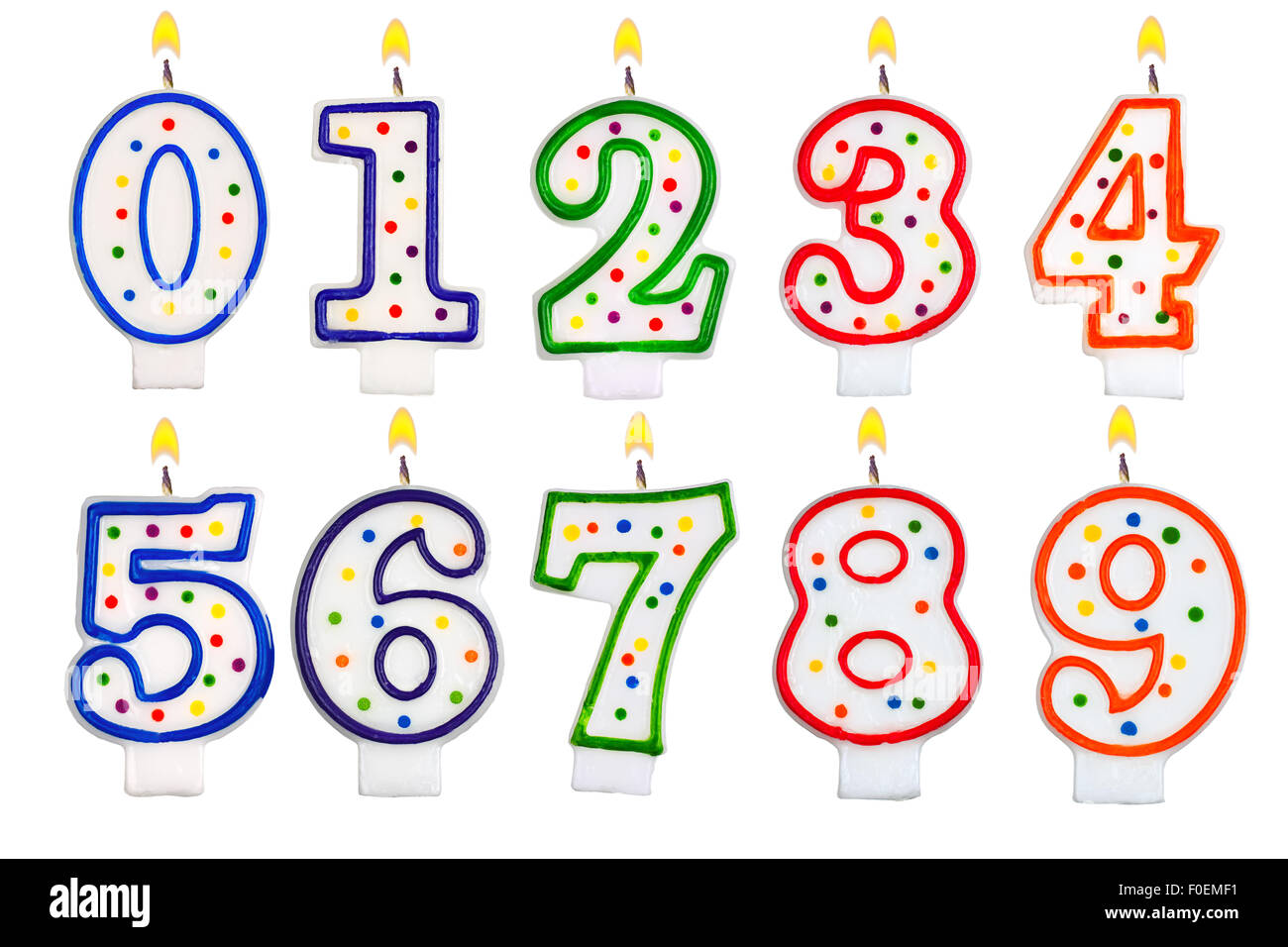 Birthday candles number set isolated on white Stock Photo