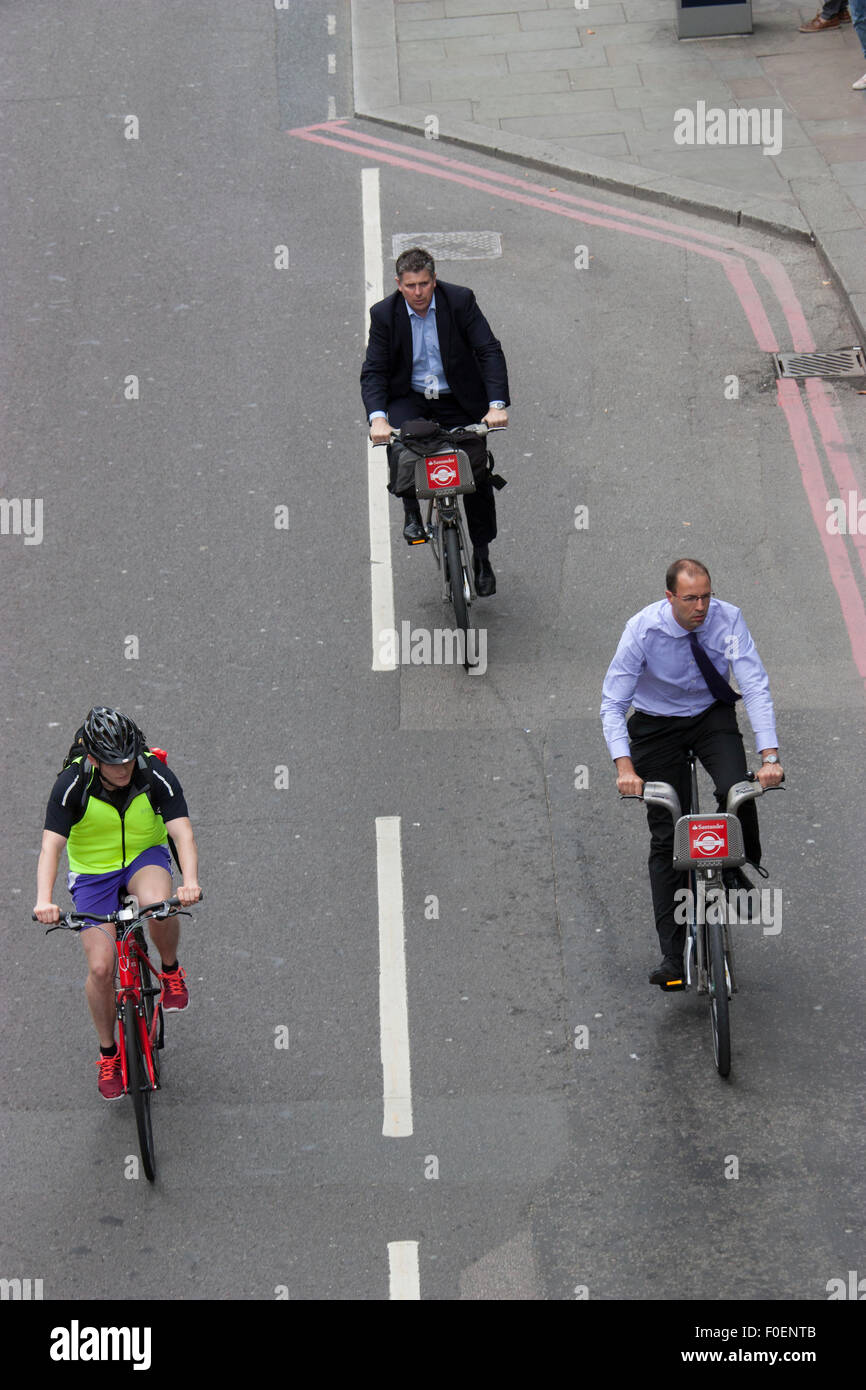 Santander branded hire bikes in Central London Boris bikes London hire bicycles Wormwood street