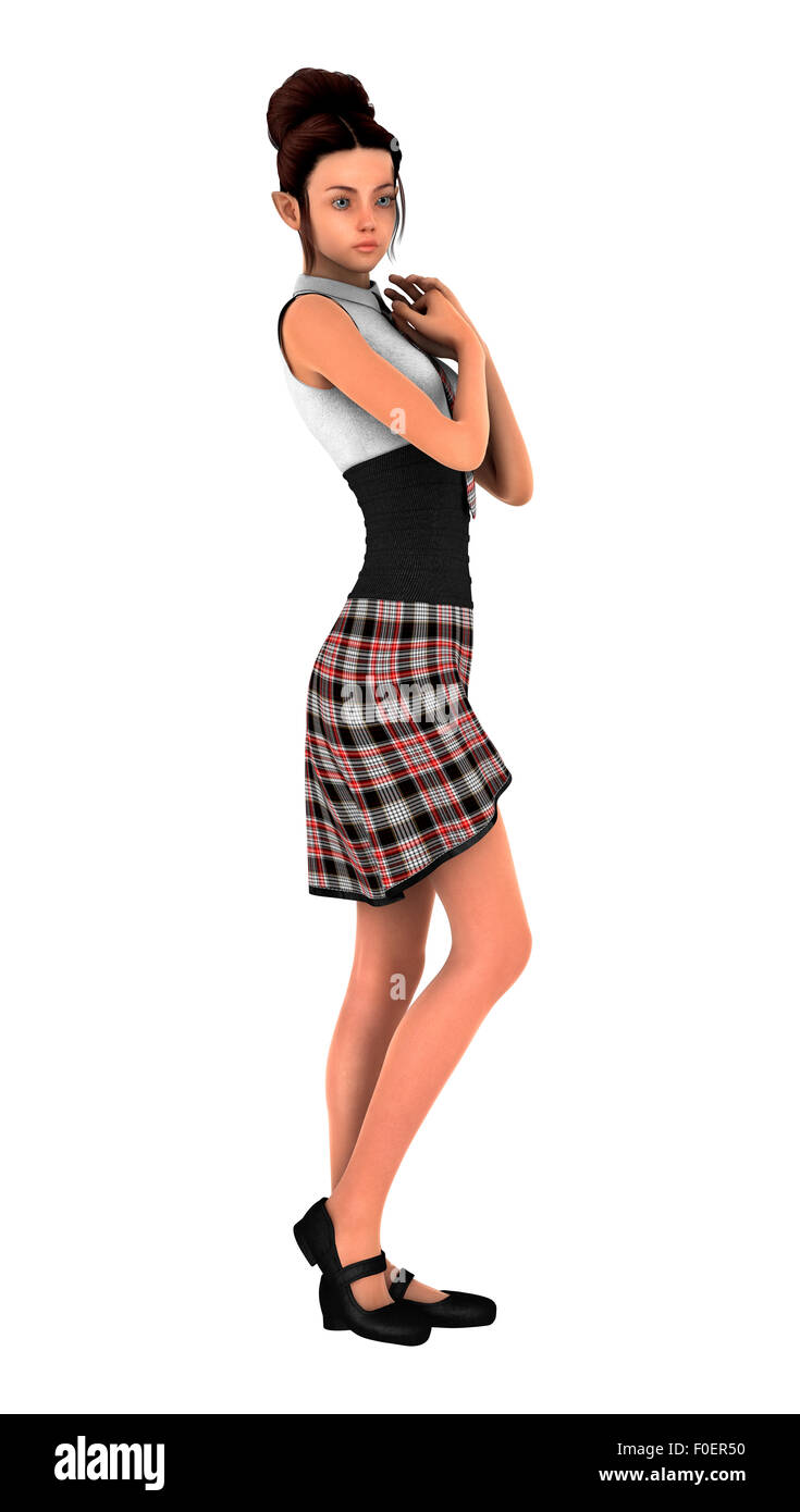 3D digital render of a teenager schoolgirl isolated on white background ...