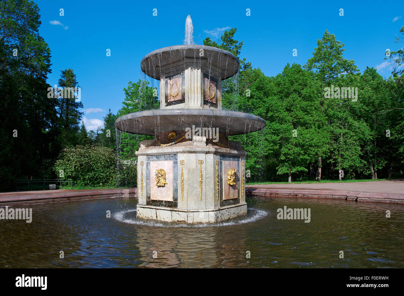 Peterhof Palace.  Roman fountainsSaint-Petersburg, Russia- JUNE 3, 2015 Stock Photo