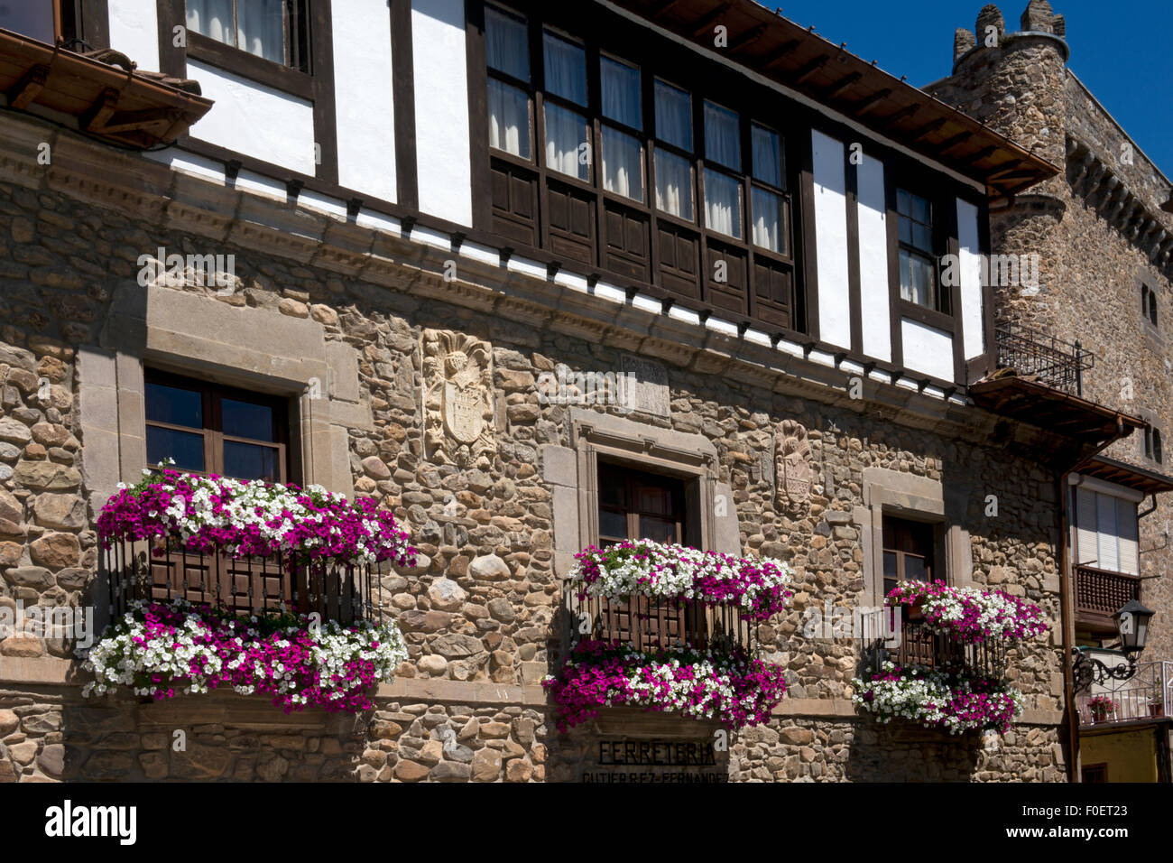 Close up of building in centre of Potes ,Asturias,Cantabria,Spain Stock Photo