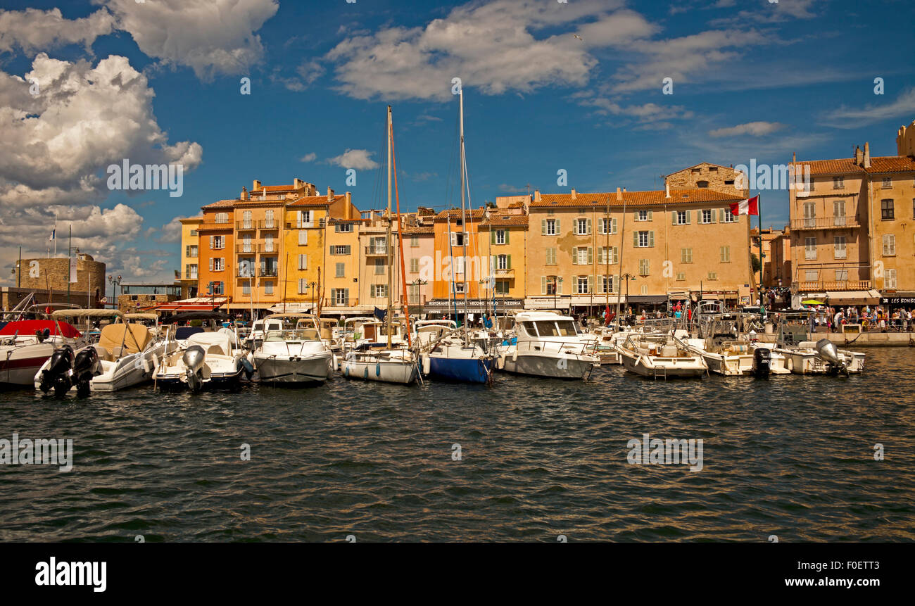 Saint-Tropez harbour with yachts port Côte d'Azur France Stock Photo