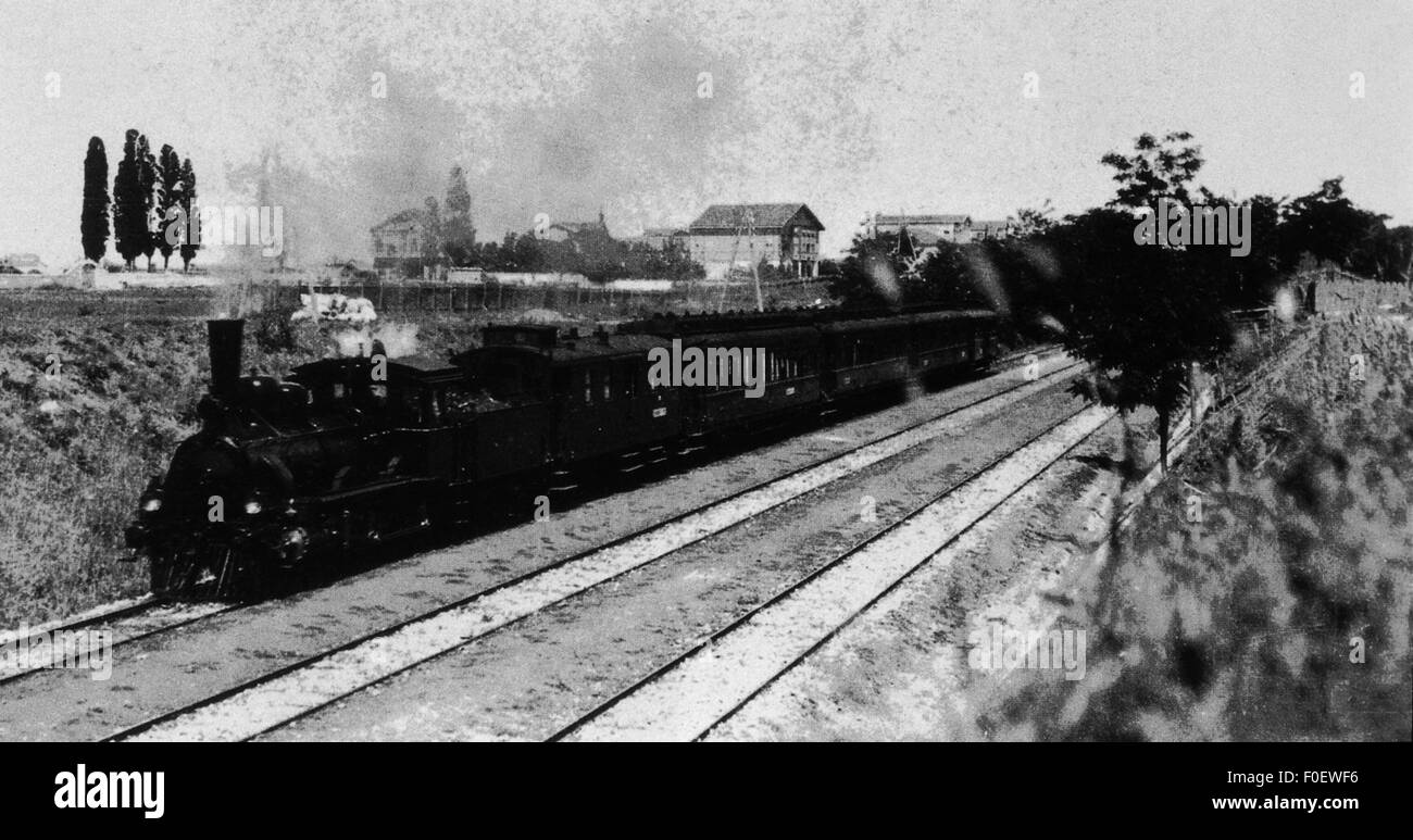 transport / transportation, railway, Orient Express, driving train, before 1910, Additional-Rights-Clearences-Not Available Stock Photo