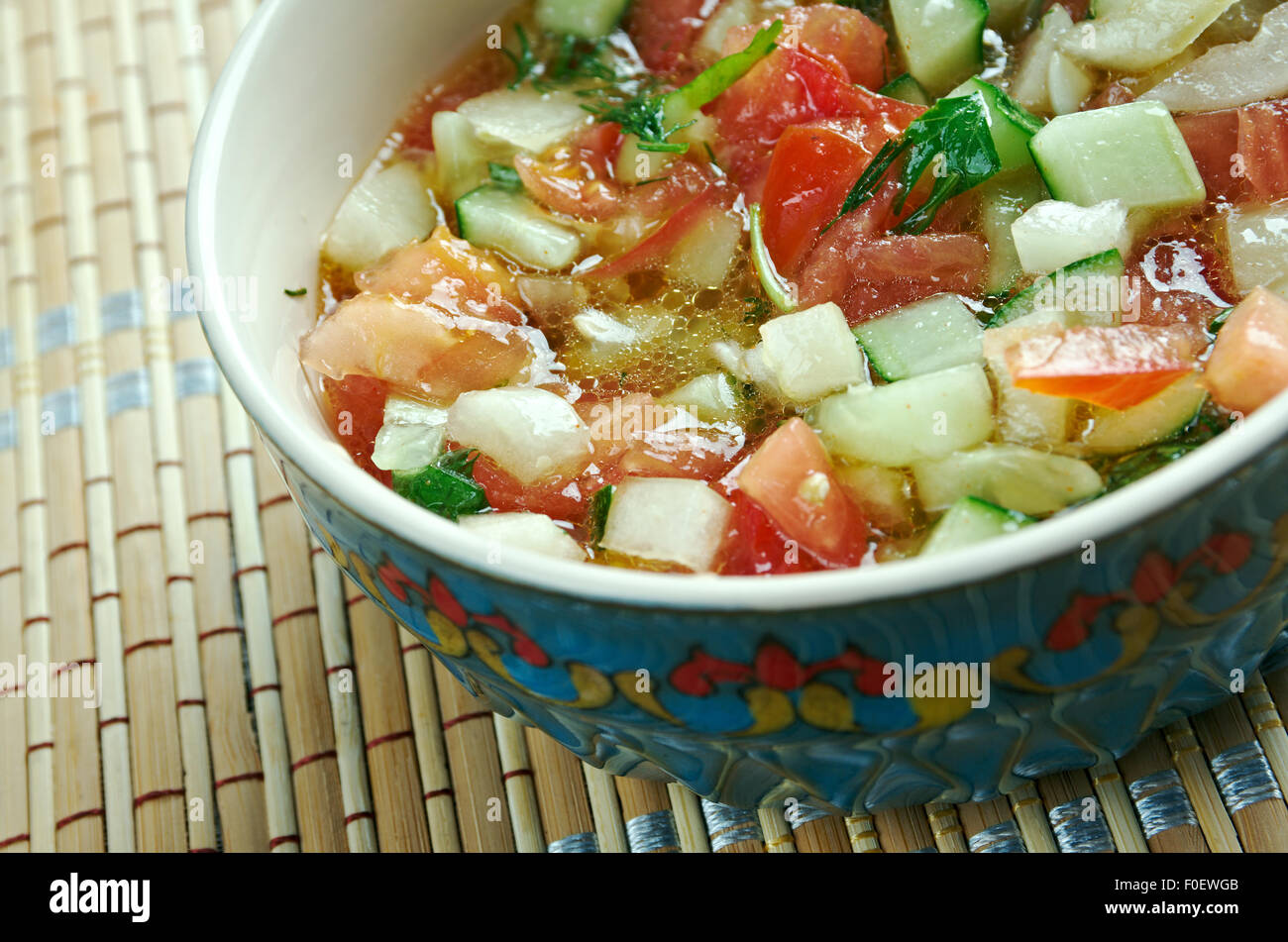 Kasık salat - Mediterranean salad. Turkish dish of vegetables. Stock Photo