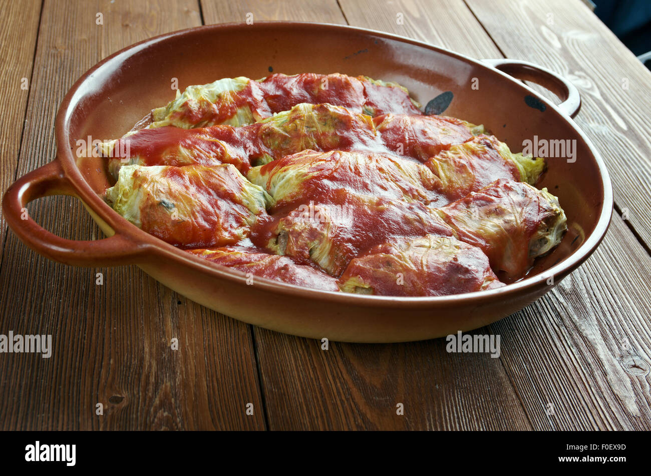 Holishkes traditional Jewish cabbage roll dish.cabbage leaves wrapped
