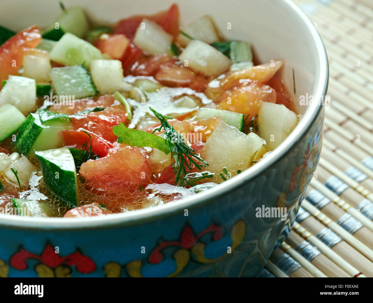 Kasık salat - Mediterranean salad. Turkish dish of vegetables. Stock Photo