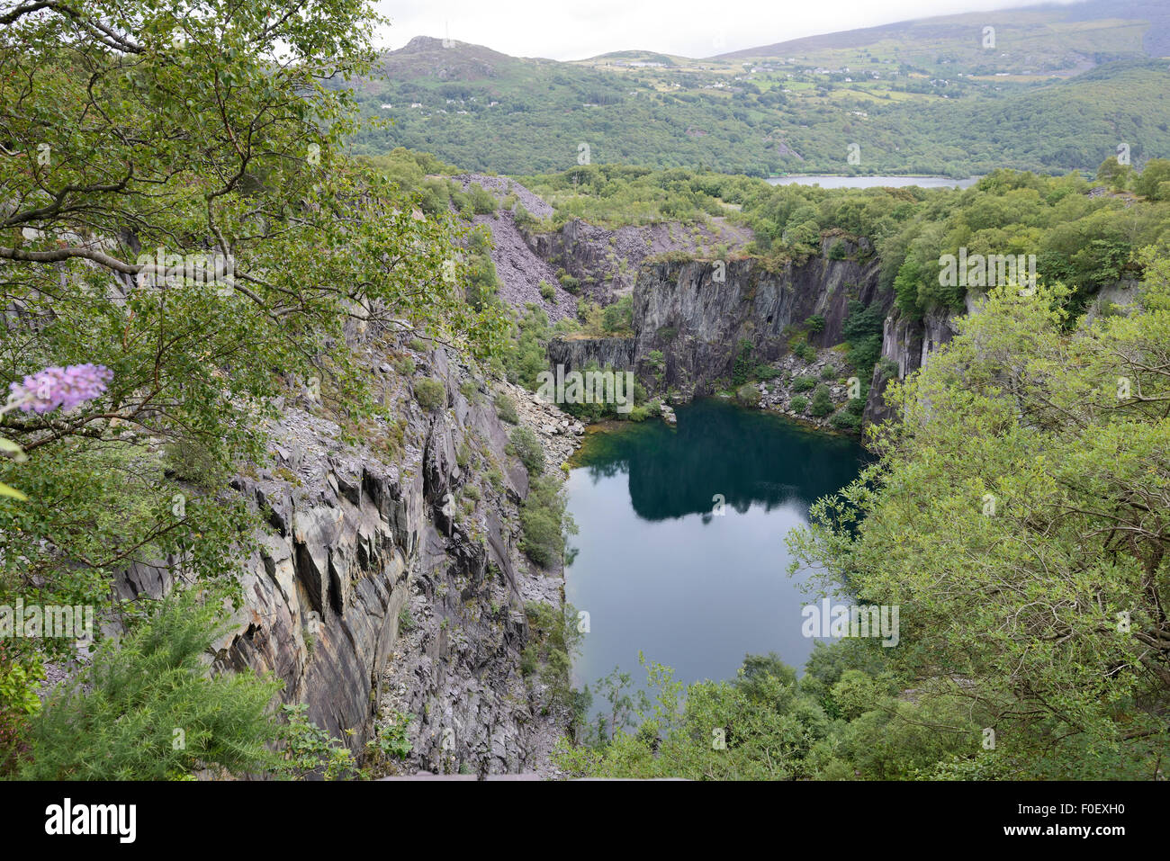 Glyn Rhonwy quarries behind Llanberis where the Quarry Battery Company plan to develop a pump storage power station. Stock Photo