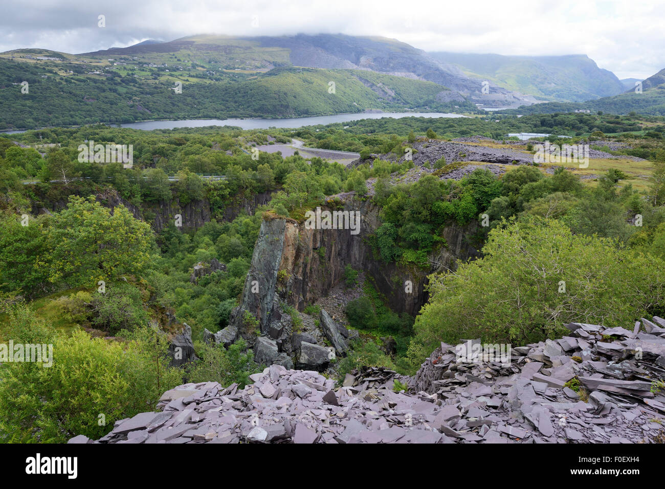 Glyn Rhonwy quarries behind Llanberis where the Quarry Battery Company plan to develop a pump storage power station. Stock Photo