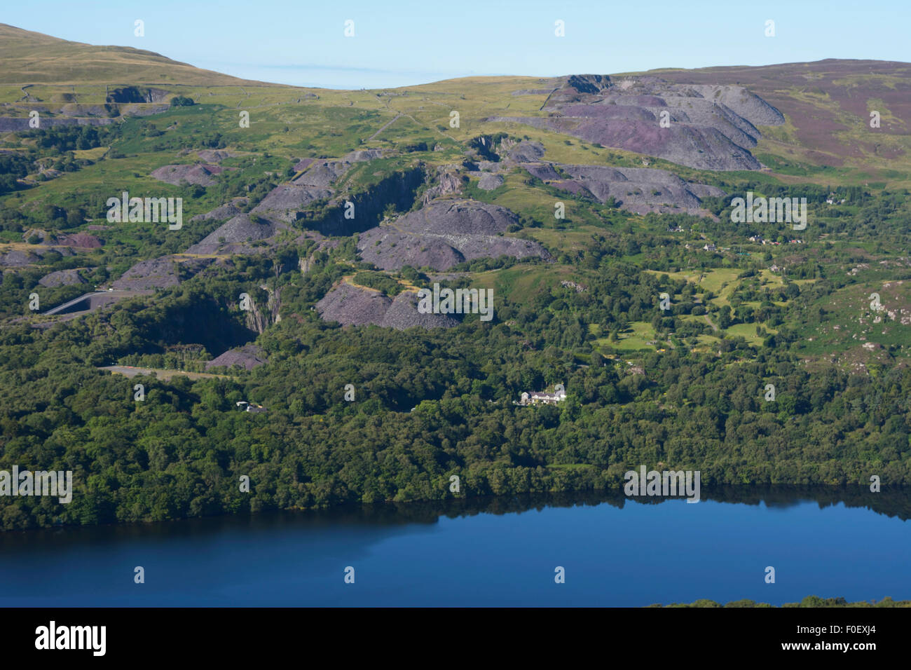 Glyn Rhonwy quarries behind Llanberis where the Quarry Battery Company plan to develop a pump storage power station. Stock Photo