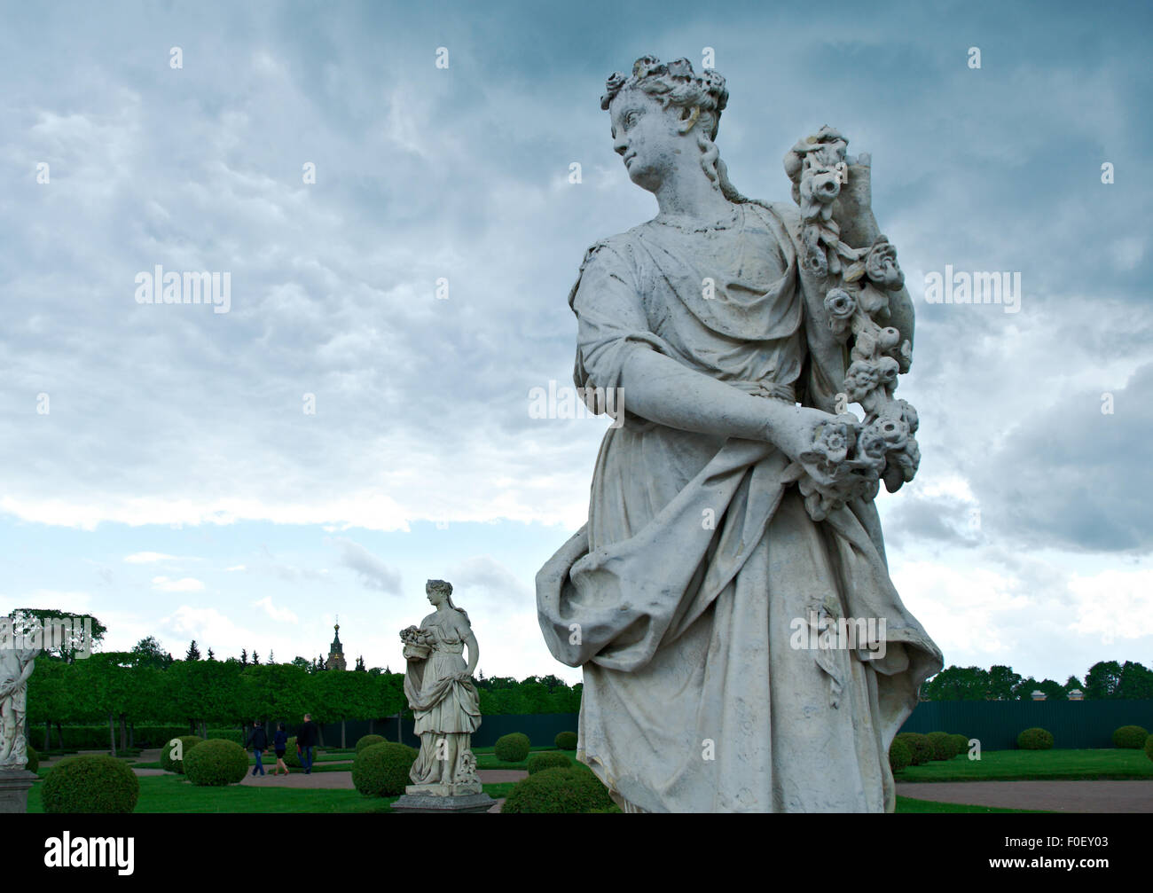 statue in Peterhof Palace.  Saint-Petersburg, Russia- JUNE 3, 2015 Stock Photo
