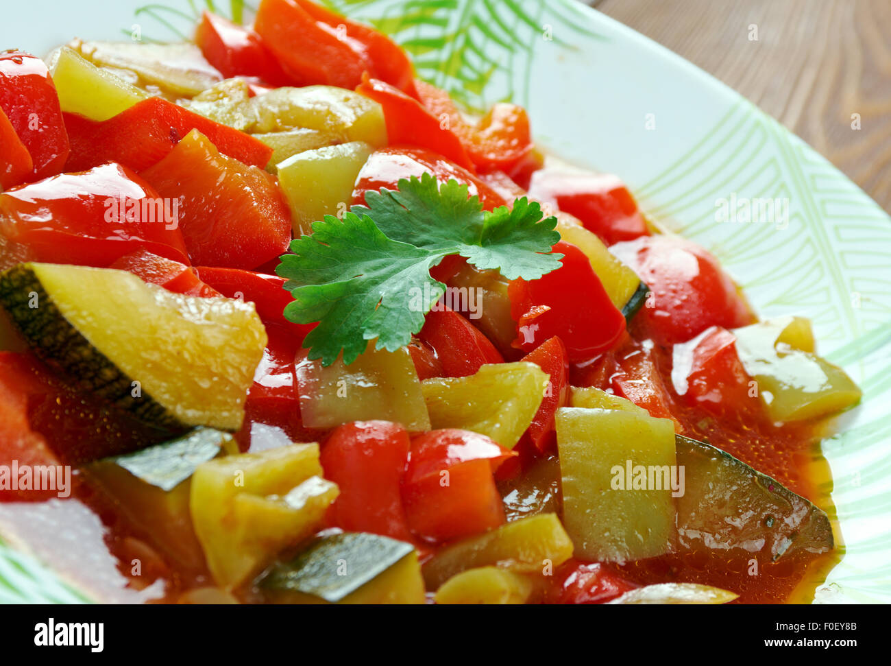 Pisto Spanish dish . made of tomatoes, onions, eggplant or courgettes