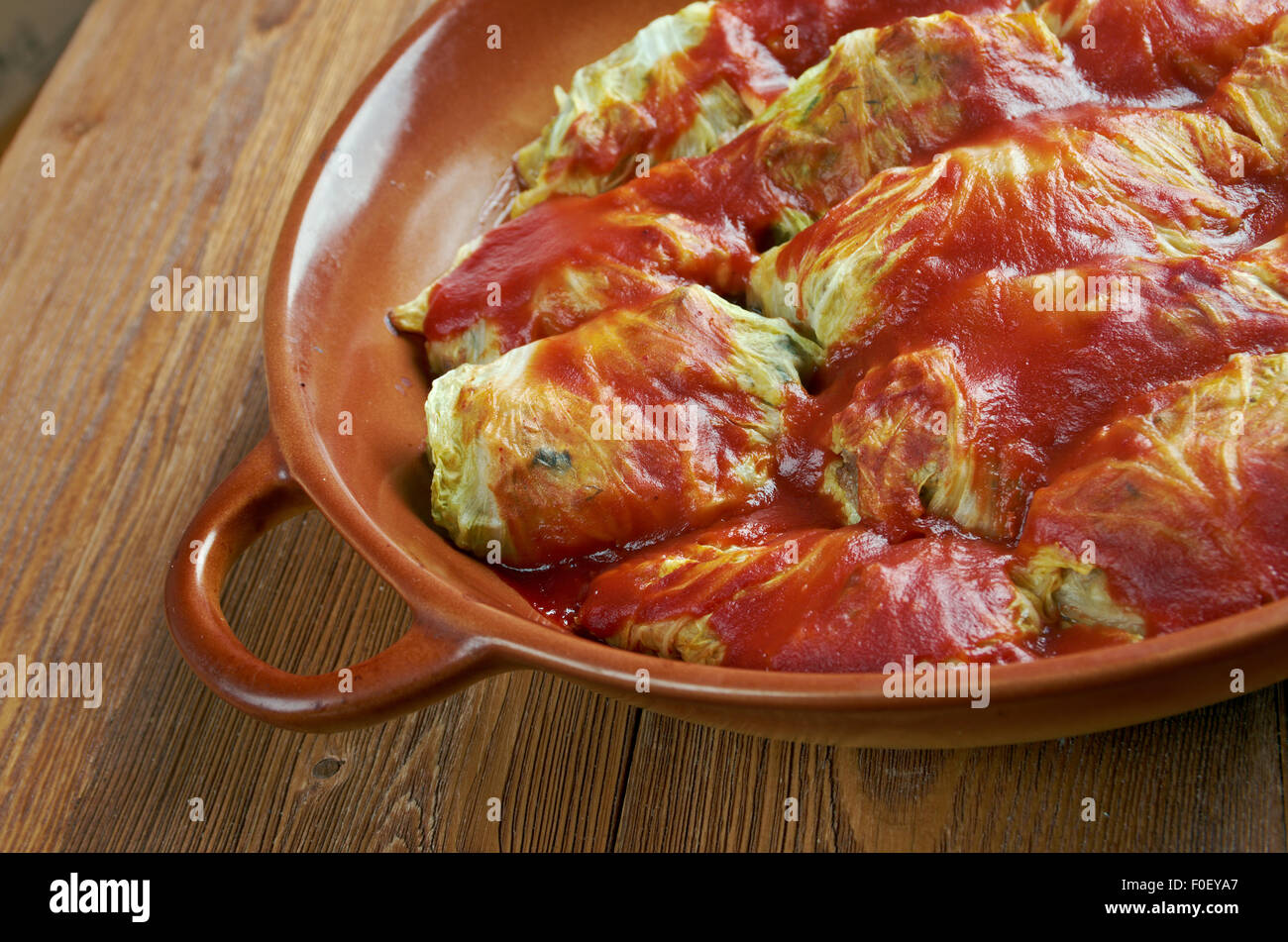 Holishkes traditional Jewish cabbage roll dish.cabbage leaves wrapped