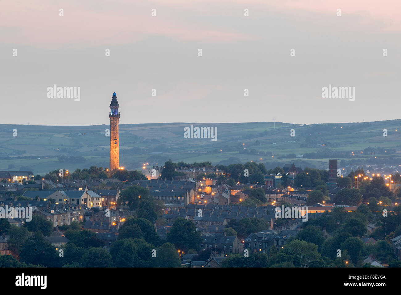 Wainhouse Tower at dusk, Halifax, West Yorkshire Stock Photo