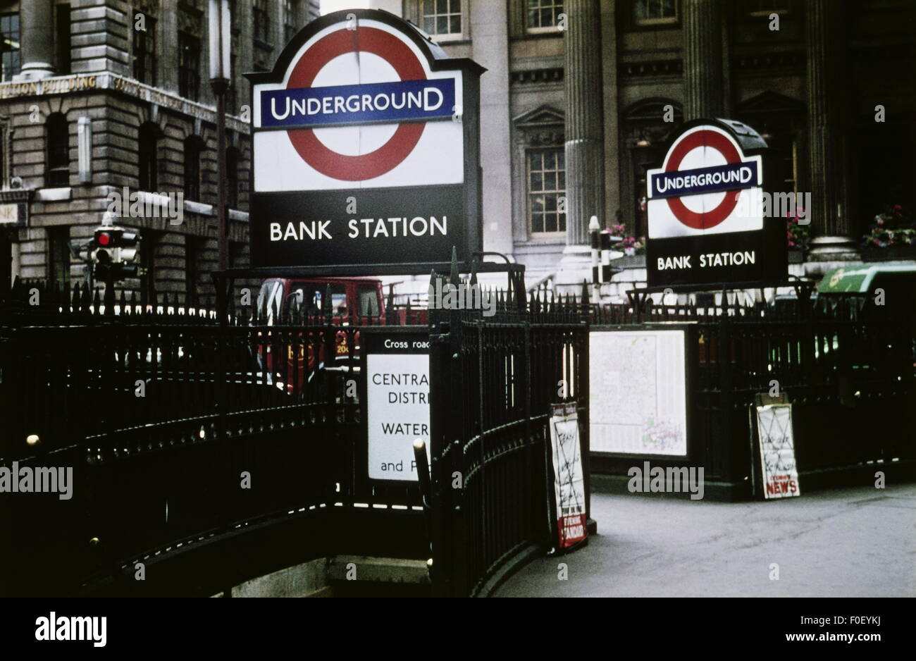 geography / travel, Great Britain, England, London, transport / transportation, underground station 'Bank Station', entrance to the underground, 1960s, Additional-Rights-Clearences-Not Available Stock Photo